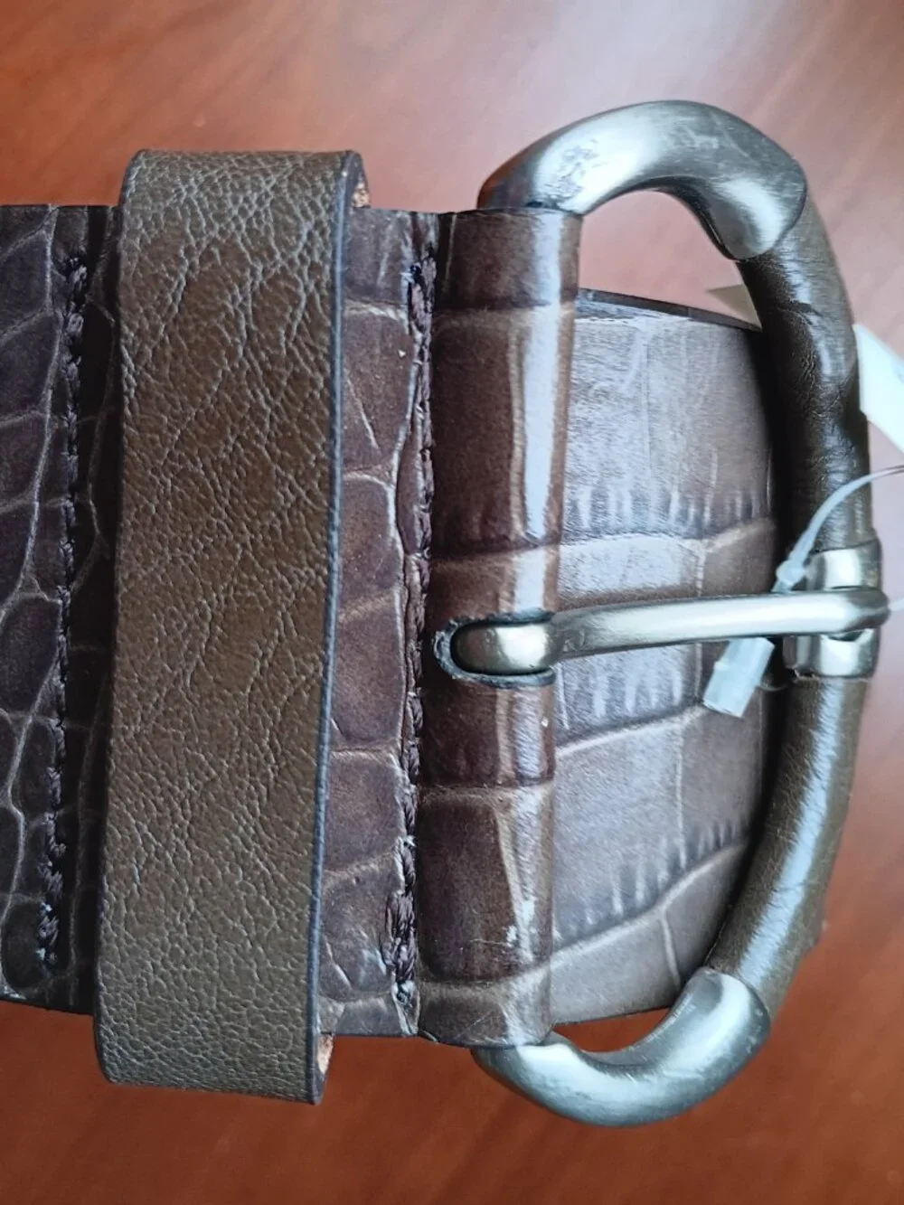 NWT Banana Republic Taupe Brown Croc Embossed Leather Made in Italy Belt Size M